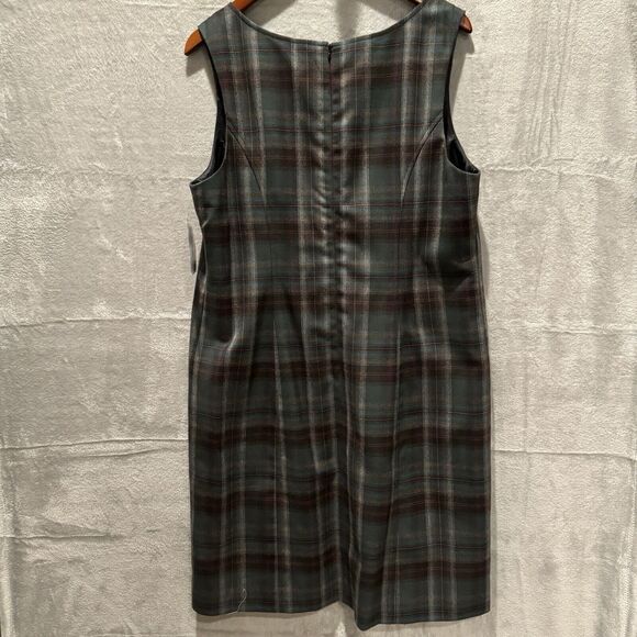 NWT Vtg Pendleton 100% Virgin Wool Plaid Shift Pockets Dress Size 18 Green Black - Picture 5 of 10